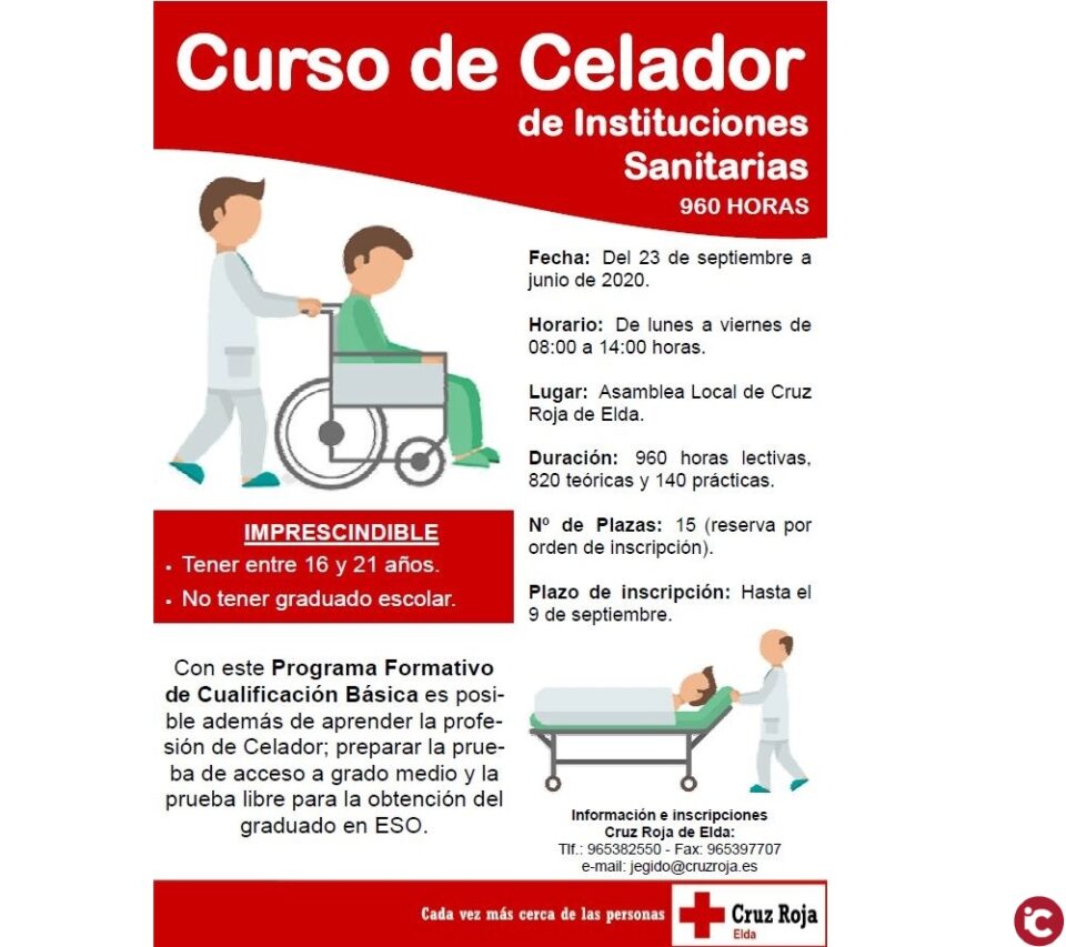 Cruz Roja de Elda organiza un curso gratuito de Traslado y movilización de pacientes (Celador)