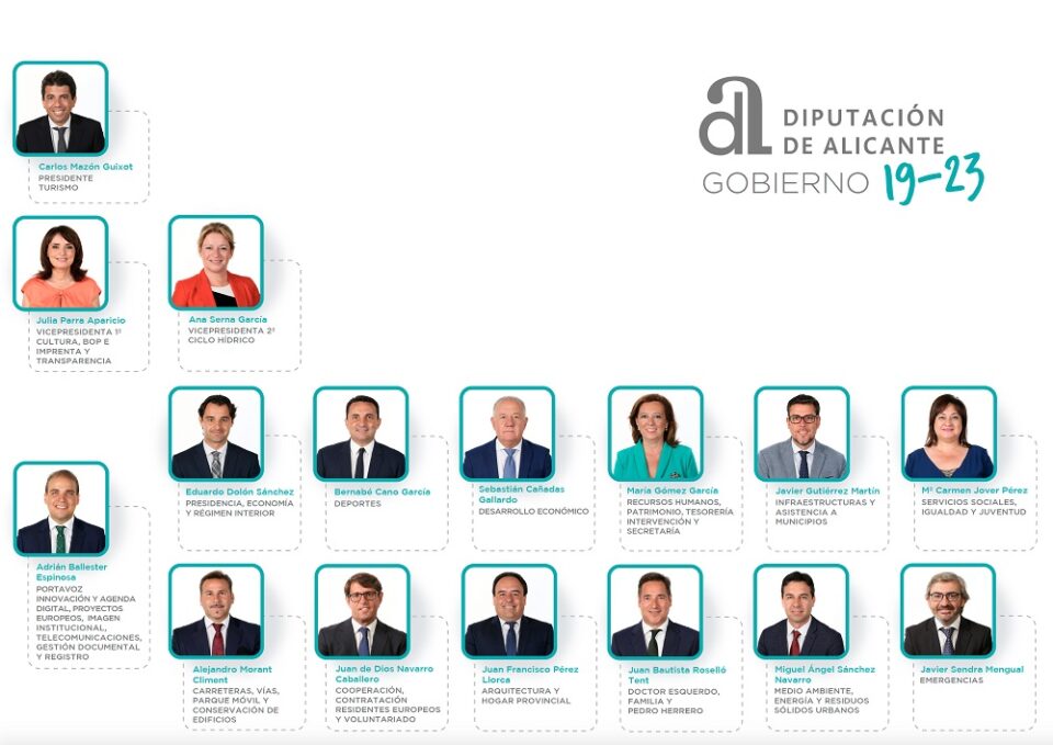Carlos Mazón estructura el equipo de gobierno de la Diputación de Alicante con dos mujeres como vicepresidentas