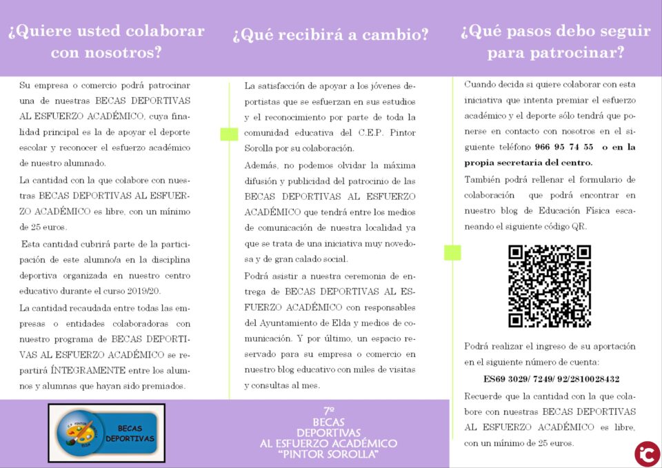 Ya están aquí las séptimas becas deportivas "Pintor Sorolla" al esfuerzo académico