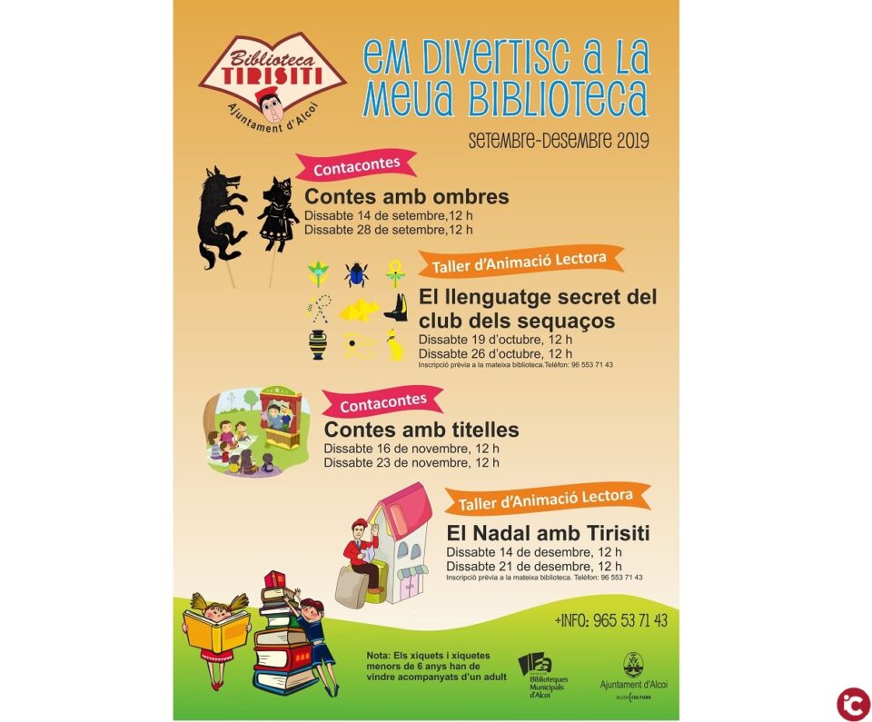 Conta Contes i Tallers danimació lectora en la programació de la biblioteca Tirisiti per al darrer trimestre de lany