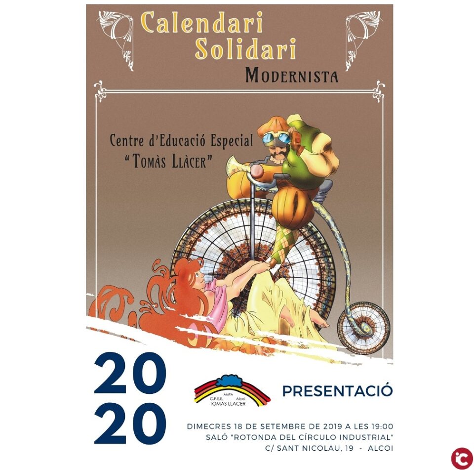 El Calendari solidari 2020 de LAMPA del C.P.E.E. Tomàs Llàcer dAlcoi i Comarca se sumarà als actes de la Fira Modernista d'Alcoi