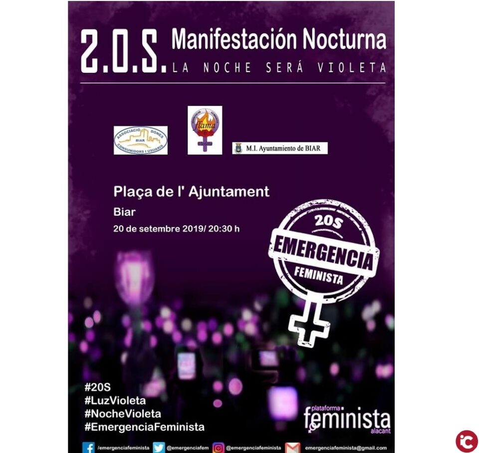 L'Associació de Dones de Biar i l'Associació Feminista Flama Violeta se sumen a les inciatives del 20S