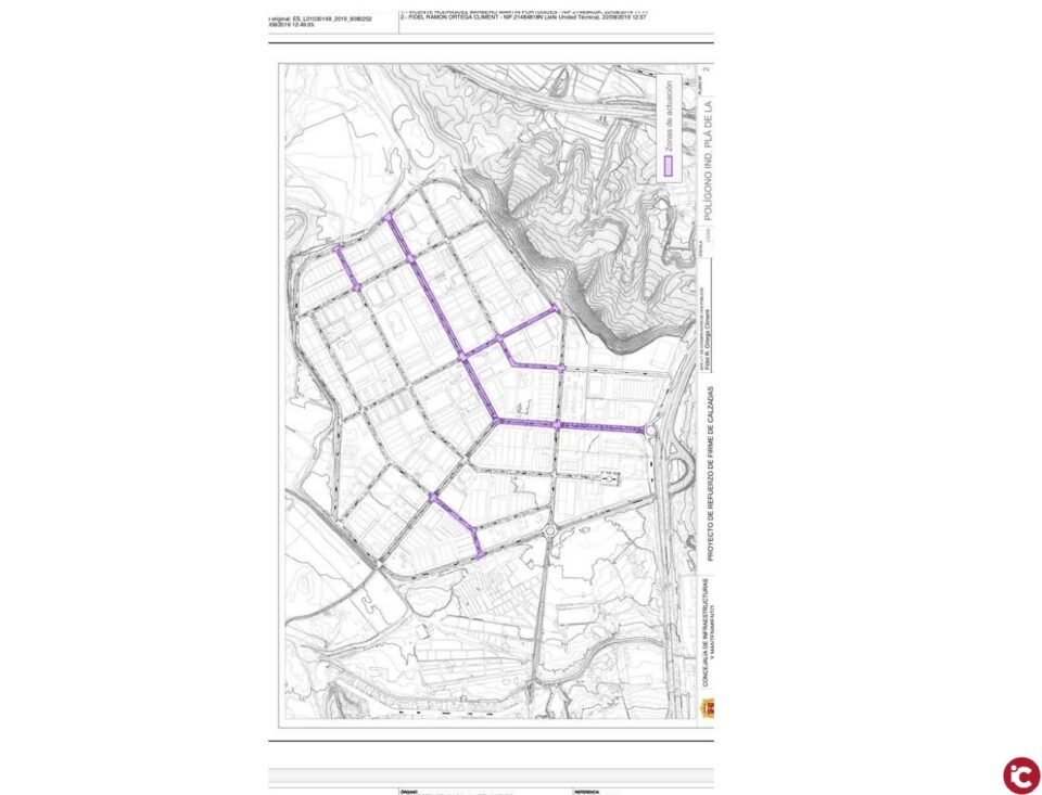 Infraestructuras invierte más de cuatrocientos mil euros para reparar las calzadas del Polígono Industrial del Pla de la Vallonga