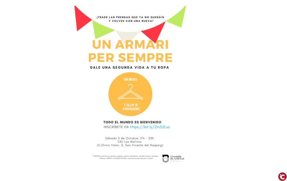 Juventud acogerá el 5 de octubre una jornada de intercambio de ropa de segunda mano