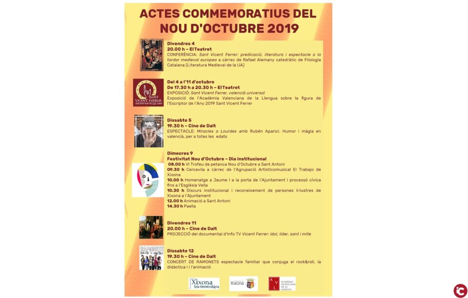 Xixona celebrà el 9 d'octurbe amb diverses activitats