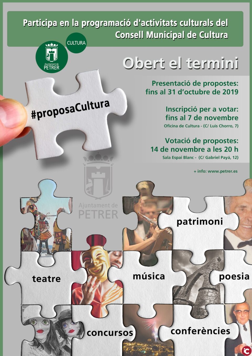 La concejalía de Cultura convoca la sexta edición de Proposa Cultura para que vecinos y colectivos puedan presentar sus propuestas culturales