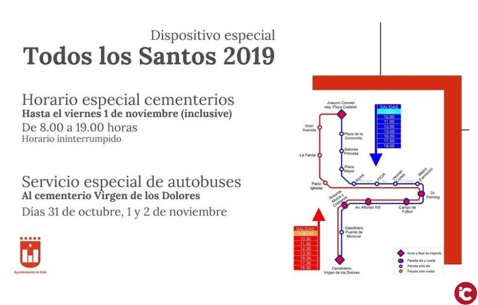 El Ayuntamiento ofrece un servicio especial de autobuses al cementerio Virgen de los Dolores