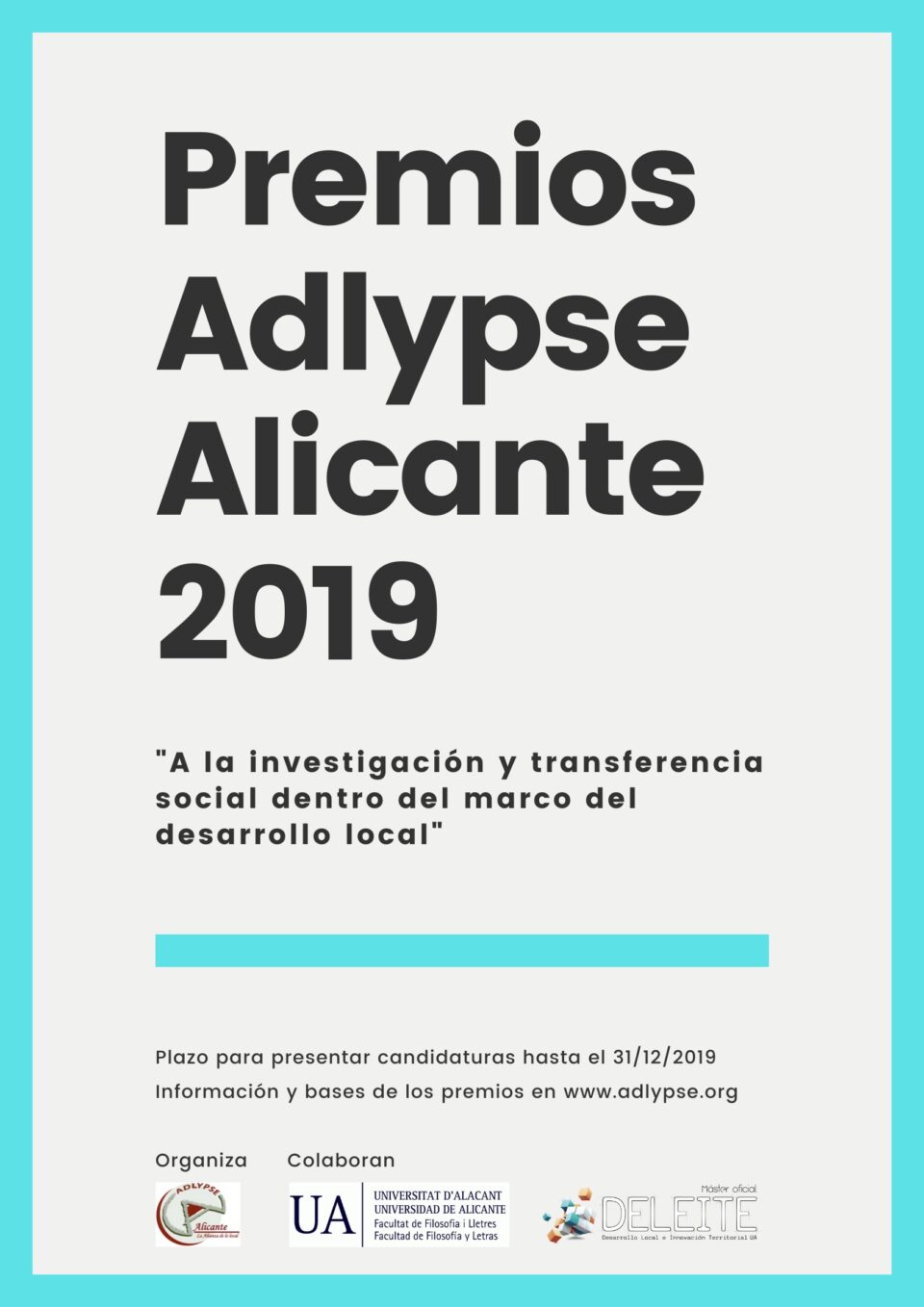 Adlypse Alicante presenta los premios 2019 A la investigación y transferencia social dentro del marco del desarrollo local