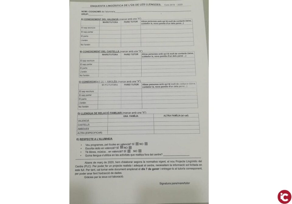 PARTIDO POPULAR ELDA: El Conseller de Compromís Vicent Marzà lanza una encuesta para conocer el grado de implantación del valenciano en los centros