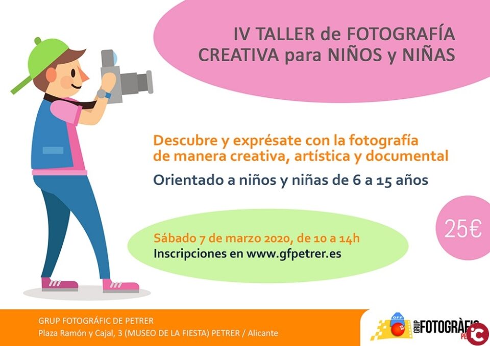 El Grup Fotogràfic Petrer organiza el IV Taller de Fotografia Creativa para niños y niñas