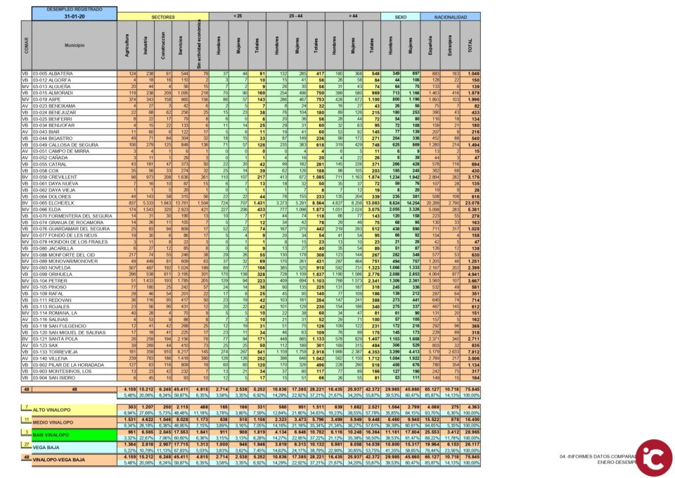 CCOO: "La evolución del paro registrado y la contratación en las Comarcas: Vinalopó-Vega Baja"