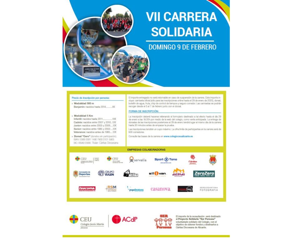 Alicante celebra el domingo la VII Carrera Solidaria a favor de Cáritas con centenares de corredores