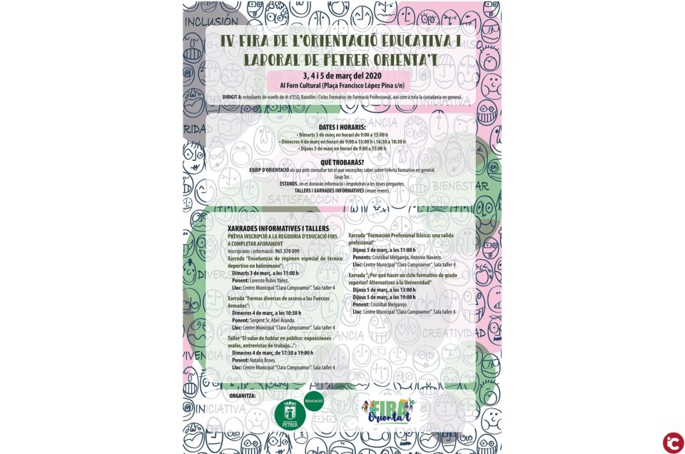 Petrer celebra la cuarta edición de Orientat para asesorar a los jóvenes sobre su futuro educativo y laboral