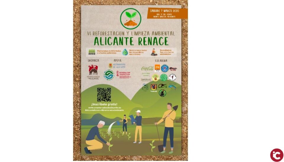 El Ayuntamiento y Enamorados de Alicante impulsan la reforestación del Monte Orgegia con la plantación de 2.000 árboles y arbustos autóctonos
