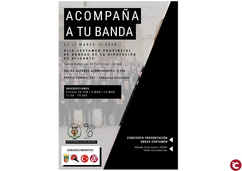 La Unión Musical de Sax participa en el Certamen Provincial de la Diputación de Alicante