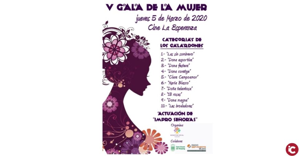 San Vicente reconocerá a nueve mujeres y una institución en la V Gala de la Mujer