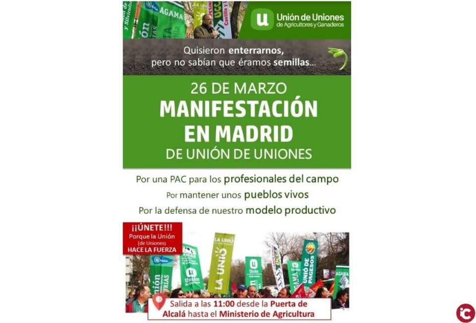 LA UNIÓ convoca als llauradors i ramaders de la Comunitat Valenciana a manifestar-se el pròxim 26 de març