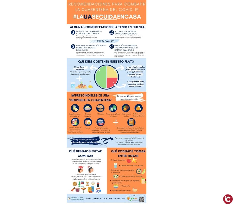 La Universitat dAlacant ofereix recomanacions dalimentació per a afrontar el confinament per la COVID-19