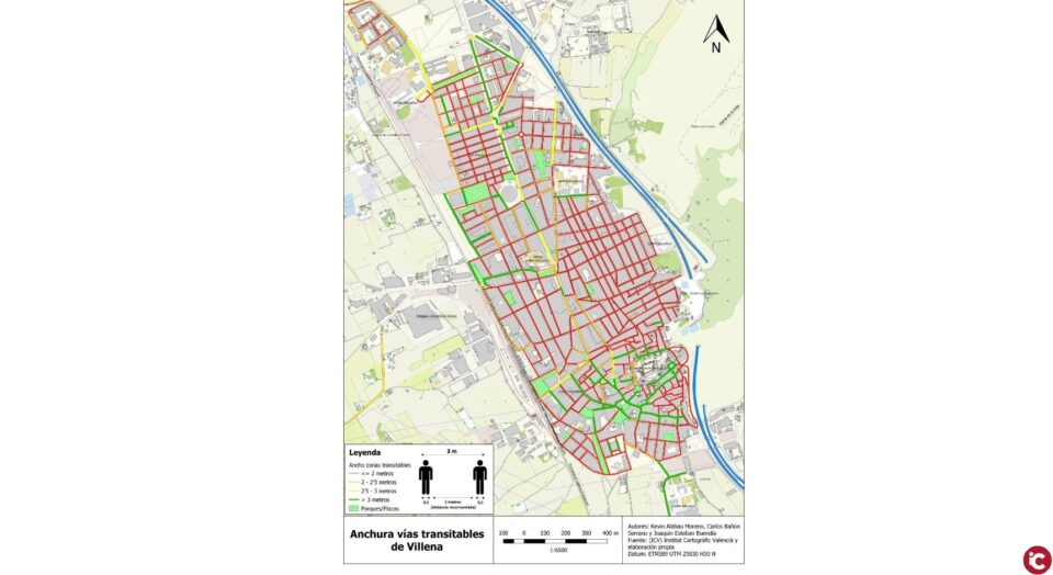 Un trabajo de cartografía de Villena permite conocer las calles más seguras para desplazarse en la ciudad
