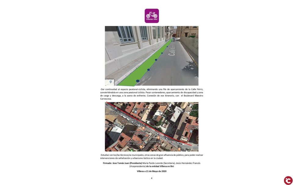 Villena en Bici registra una propuesta para facilitar la movilidad en la desescalada