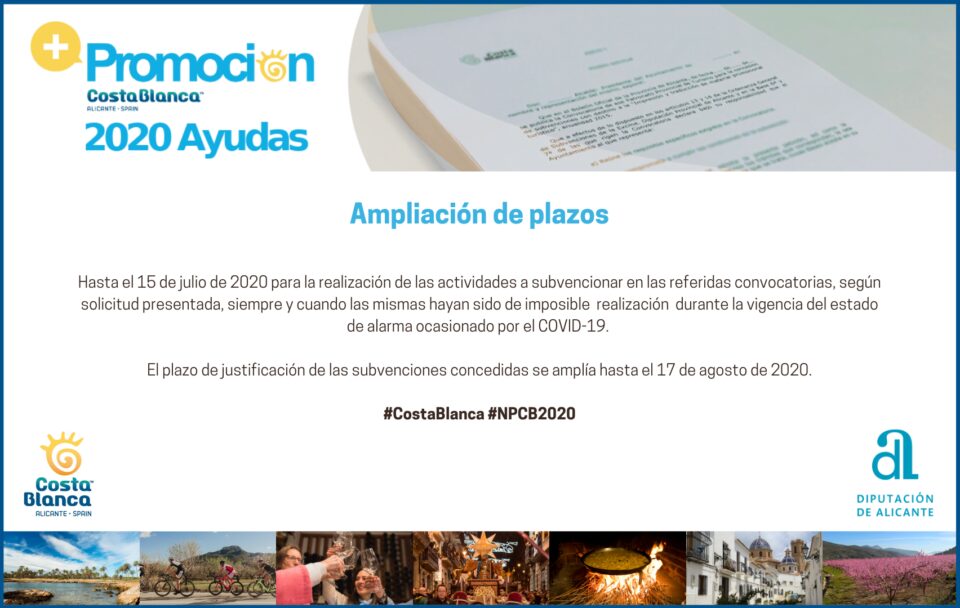 El Patronato Costa Blanca modifica los plazos de su convocatoria a entidades turísticas y ayuntamientos para agilizar las ayudas