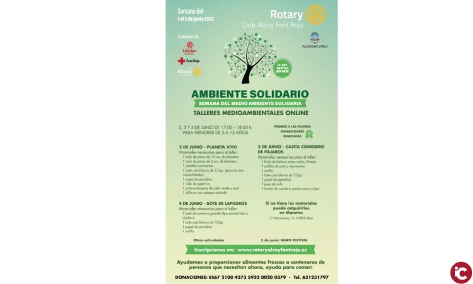 Hoy comienzan los talleres infantiles medioambientales de Rotary Club Alcoy Font Roja
