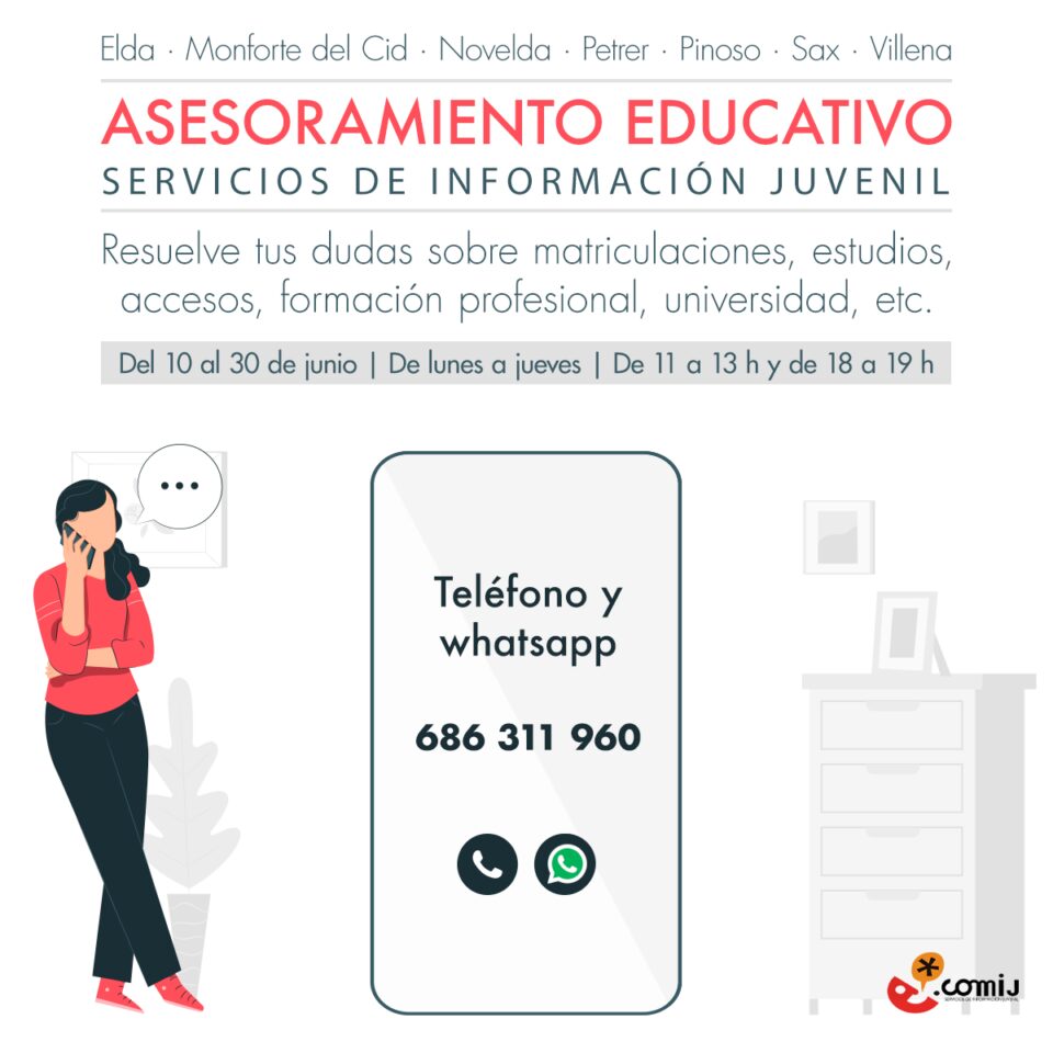 La COMIJ del Alto y Medio Vinalopó crea un servicio de asesoramiento educativo telemático para jóvenes