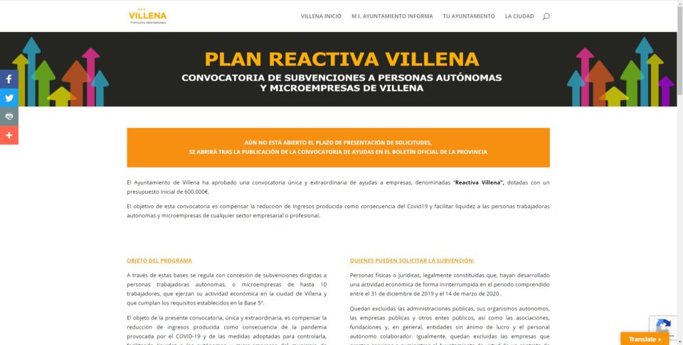El Ayuntamiento de Villena aprueba un plan de ayudas a pymes de 750.000 euros