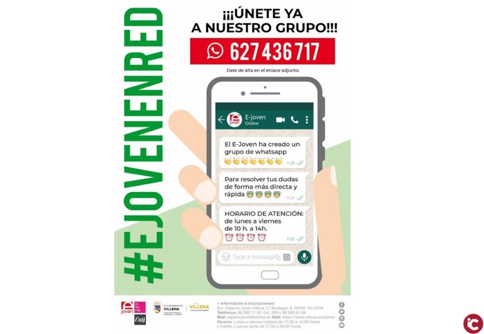 El Espacio Joven creo un grupo de difusión para transmitir información a través de Whatsapp
