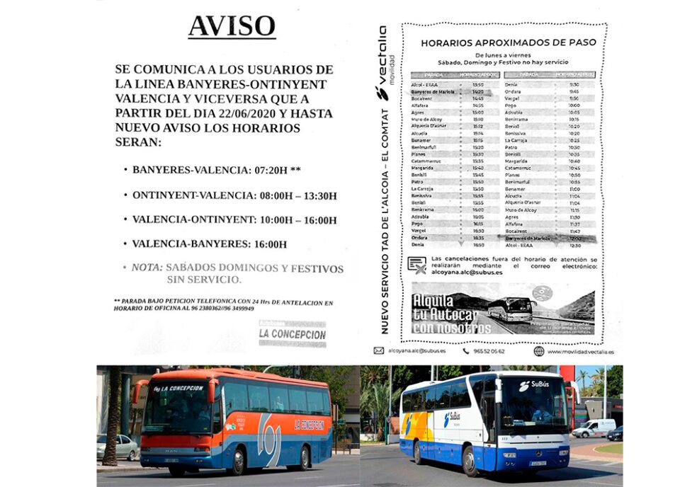 Canvis en el serveis d´autobusos 18/06/20