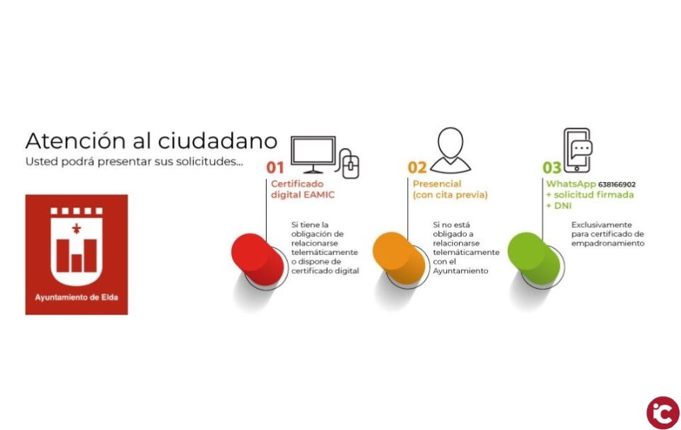 El Ayuntamiento de Elda amplía hasta el 13 de julio las citas previas de la Oficina de Atención Ciudadana