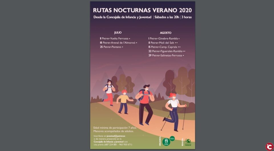 Petrer organiza ocho rutas nocturnas de senderismo para los meses de verano dirigidas a jóvenes y familias