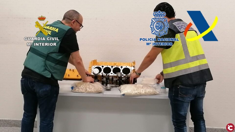 Incautados cerca de 10 kilos de cocaína en el interior de un motor enviado a través del aeropuerto Alicante-Elche