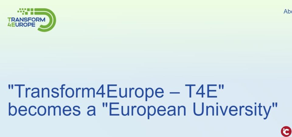 La Universidad de Alicante participará en el consorcio europeo Transform4Europe-T4E dentro del Programa Erasmus+