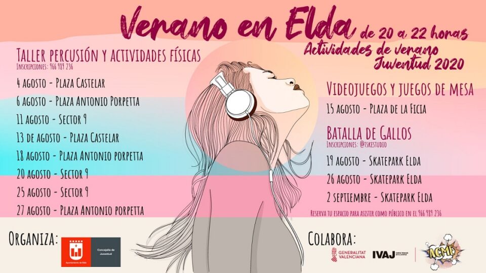 El Ayuntamiento organiza Verano en Elda con un amplio programa de actividades de ocio cultural y alternativo infantil y juvenil