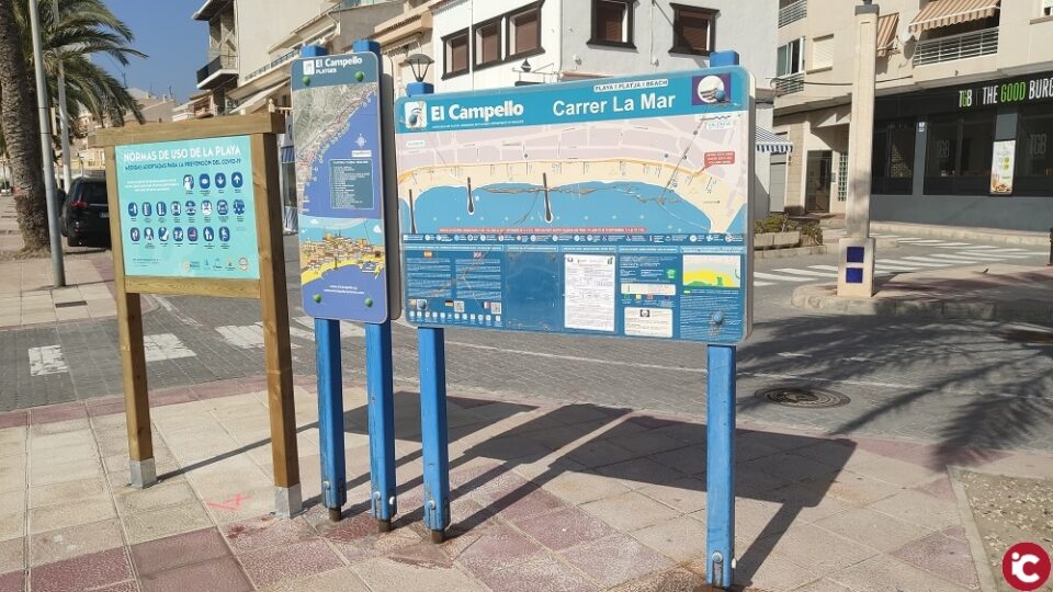 Playas finaliza la instalación de más de un centenar de indicativos frente a la COVID-19