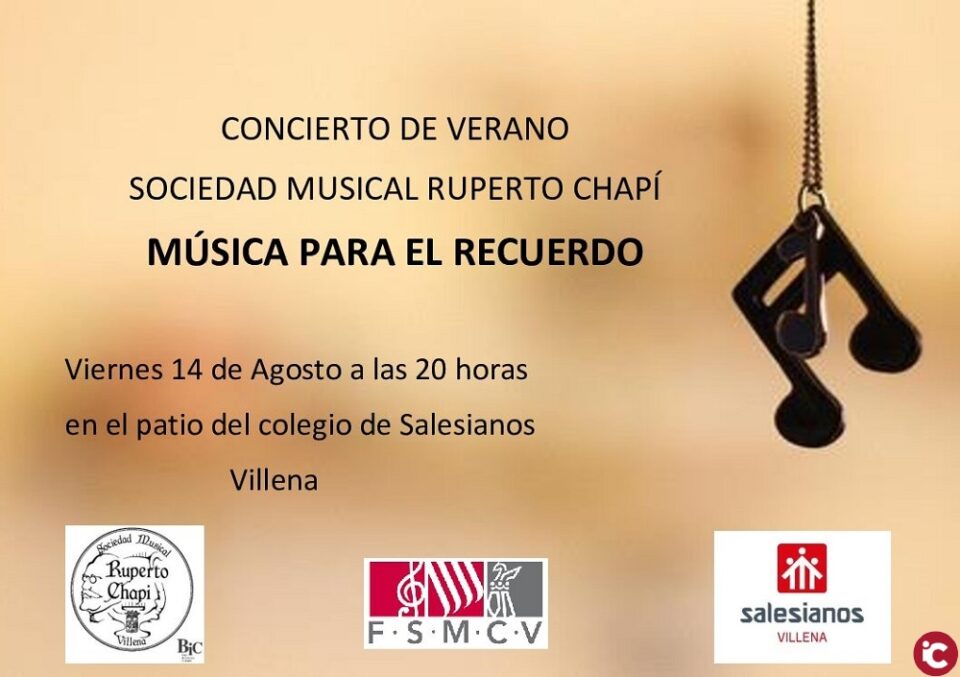 La Sociedad Musical Ruperto Chapí celebrará un concierto este 14 de agosto