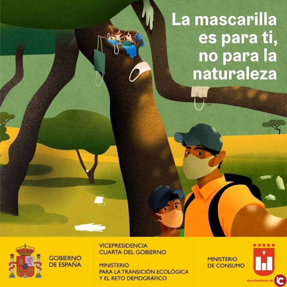 El Ayuntamiento de Elda se suma a la campaña para promover el uso responsable de las mascarillas en espacios naturales y sensibilizar sobre los efectos de su abandono