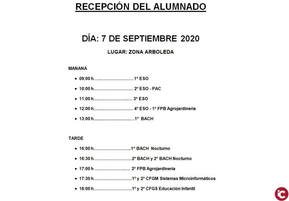 Información del inicio de curso del IES Hermanos Amorós de Villena