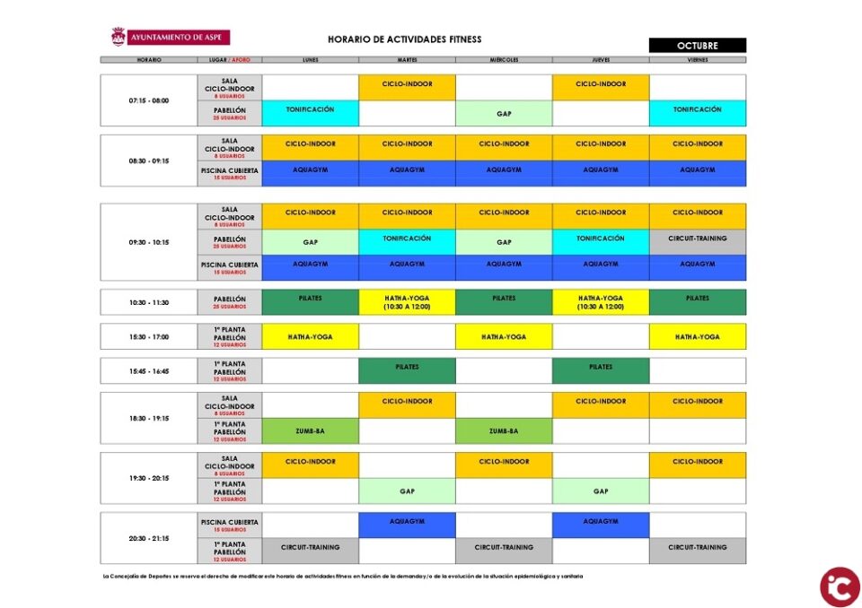 La concejalía de Deportes lanza el programa de actividades colectivas para sus abonados