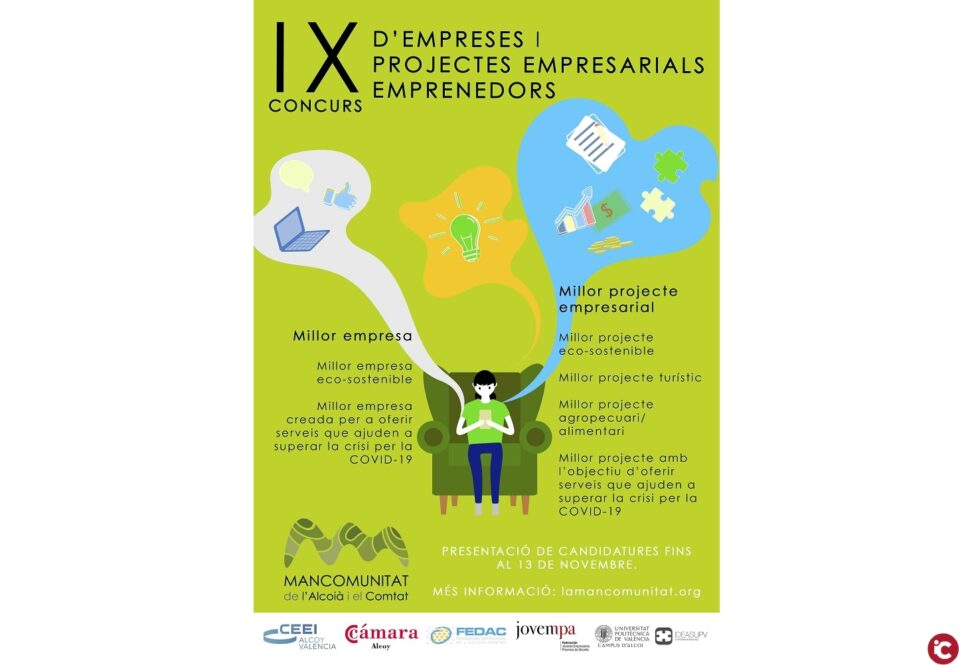 La Mancomunitat de lAlcoià i el Comtat obri la convocatòria del IX Concurs dEmpreses i Projectes Empresarials Emprenedors