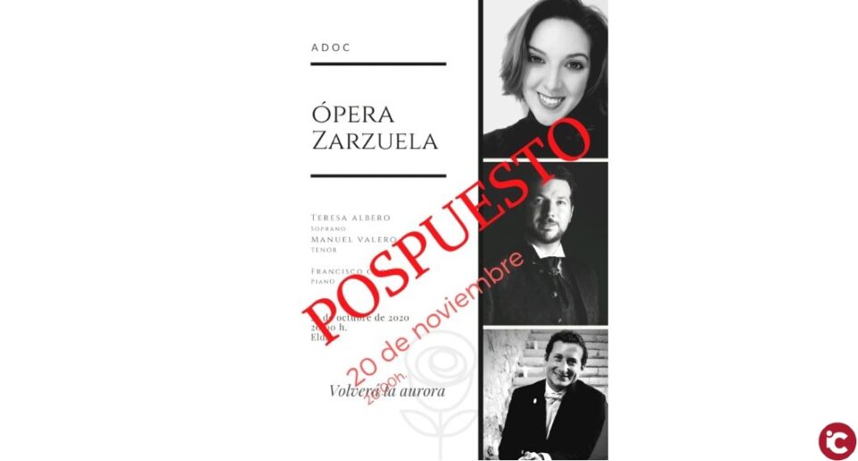 La Asociación de Ópera y Conciertos ADOC aplaza su programación de octubre por el incremento de casos de Covid en Elda