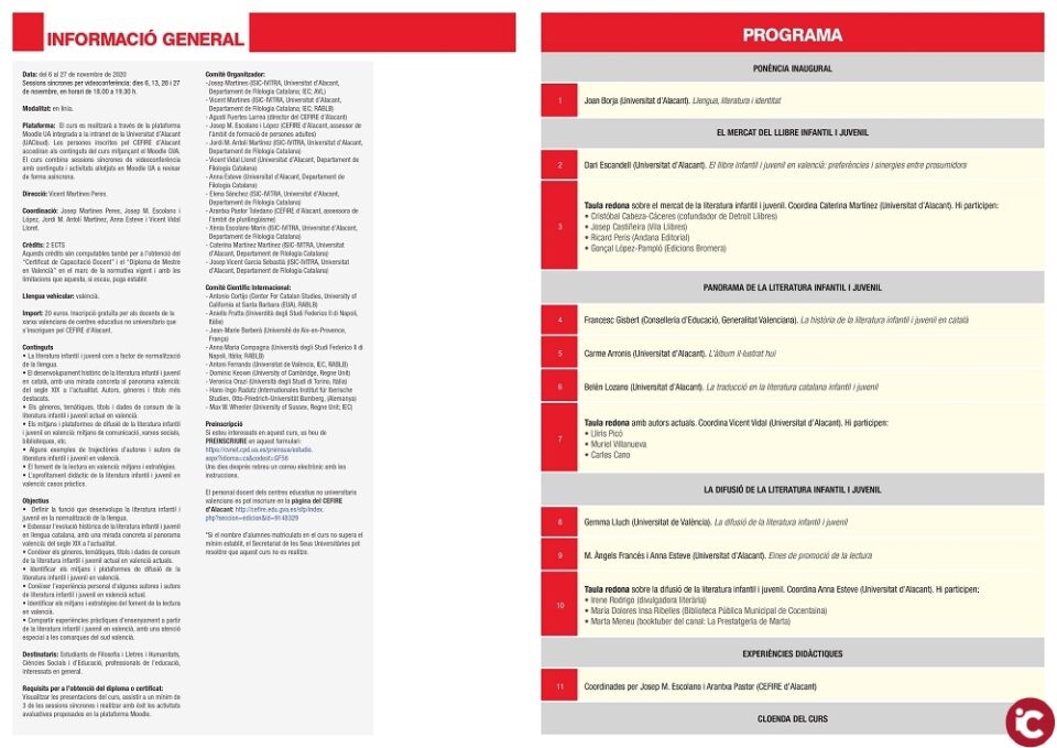 La Seu Universitària de la Nucia tracta la literatura infantil i juvenil en valencià en la XXXIII Edició del Curs de Sociolingüística