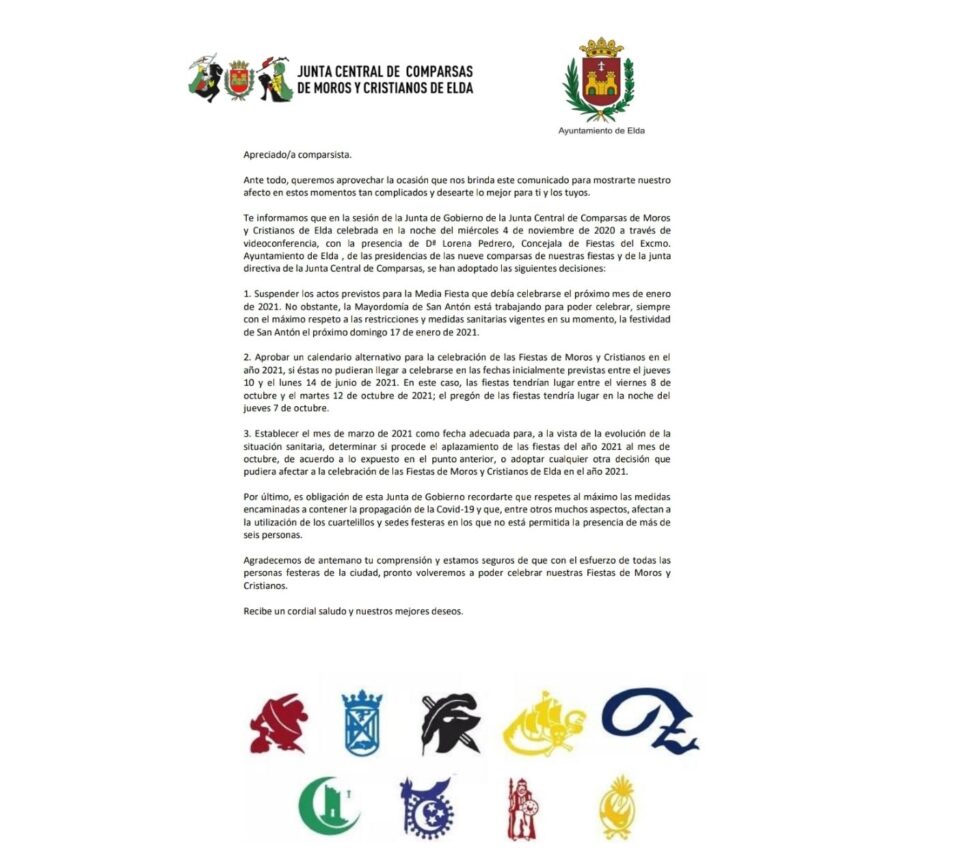 Comunicado de la Junta Central de Comparsas