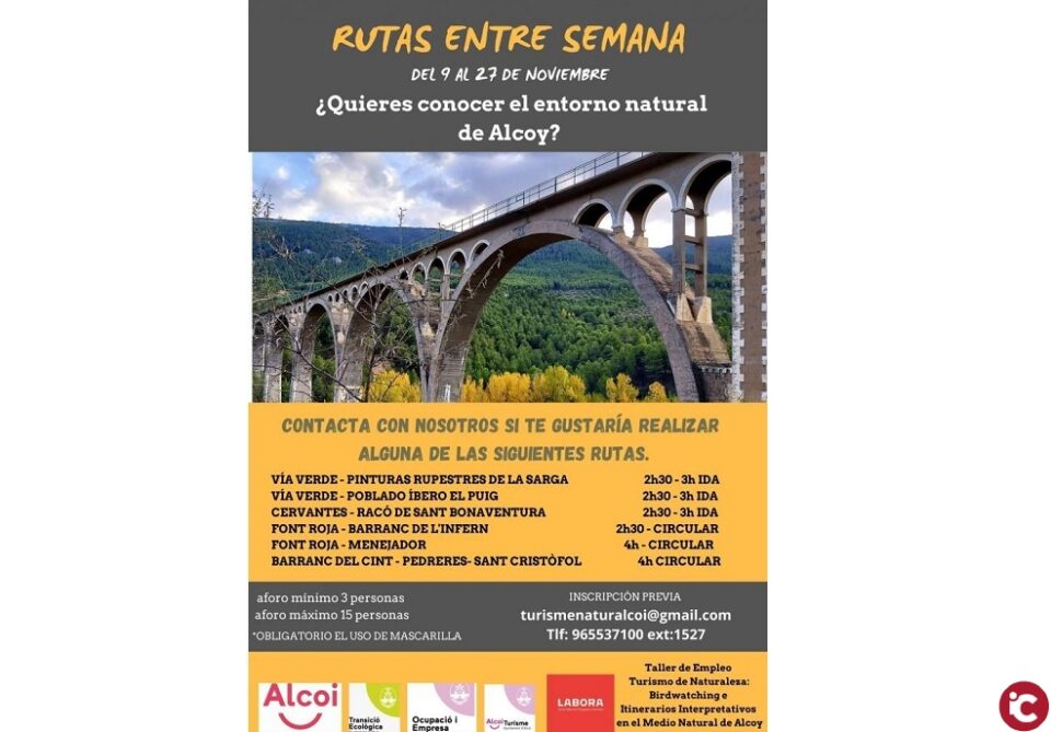 Rutes entre setmana i a la carta pel medi natural i el patrimoni històric i arqueològic a càrrec de l'alumnat del taller d'ocupació