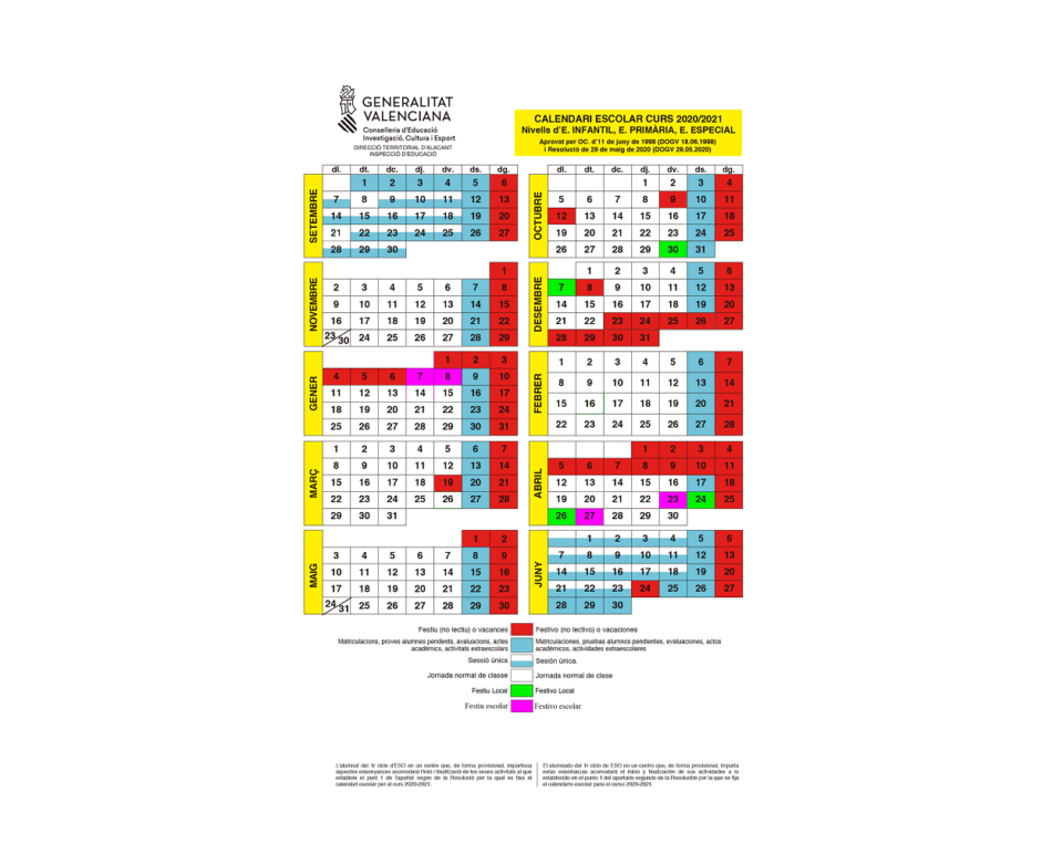 La Conselleria dEducació aprova el Calendari Escolar dAlcoi
