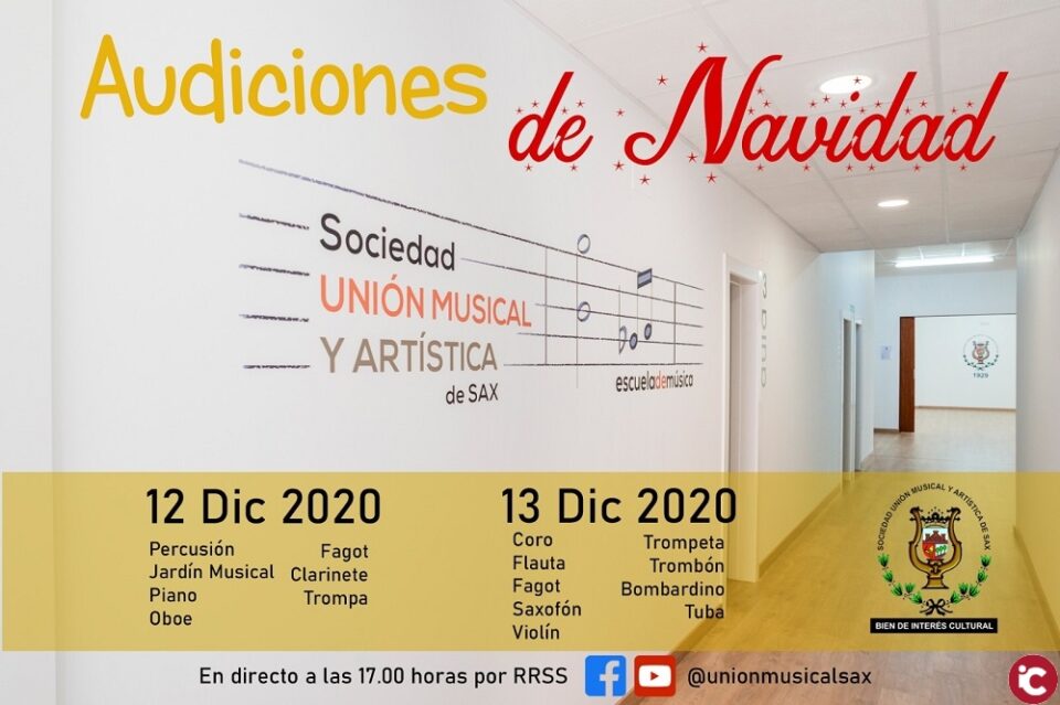 La escuela de la Unión Musical celebra sus audiciones de Navidad online