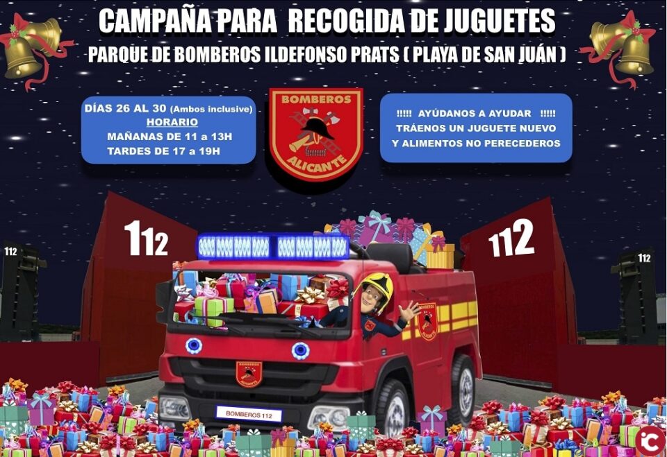 Los Bomberos del SPEIS organizan la campaña solidara para recoger juguetes nuevos y alimentos que serán repartidos entre 1.500 menores con necesidades de Alicante