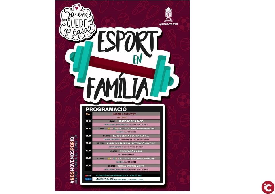 El área de Deportes del Ayuntamiento de Ibi crea una programación lúdico deportiva de "Esport en familia para realizar en casa