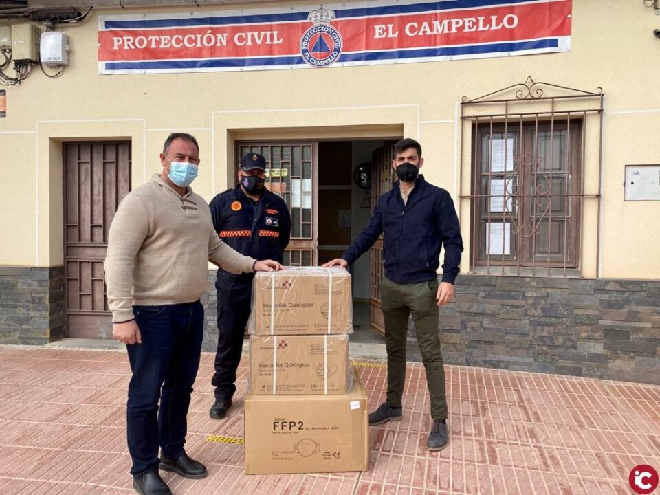 Una empresa campellera dona a Protección Civil 5.800 mascarillas quirúrgicas y FFP2 para repartir entre la población